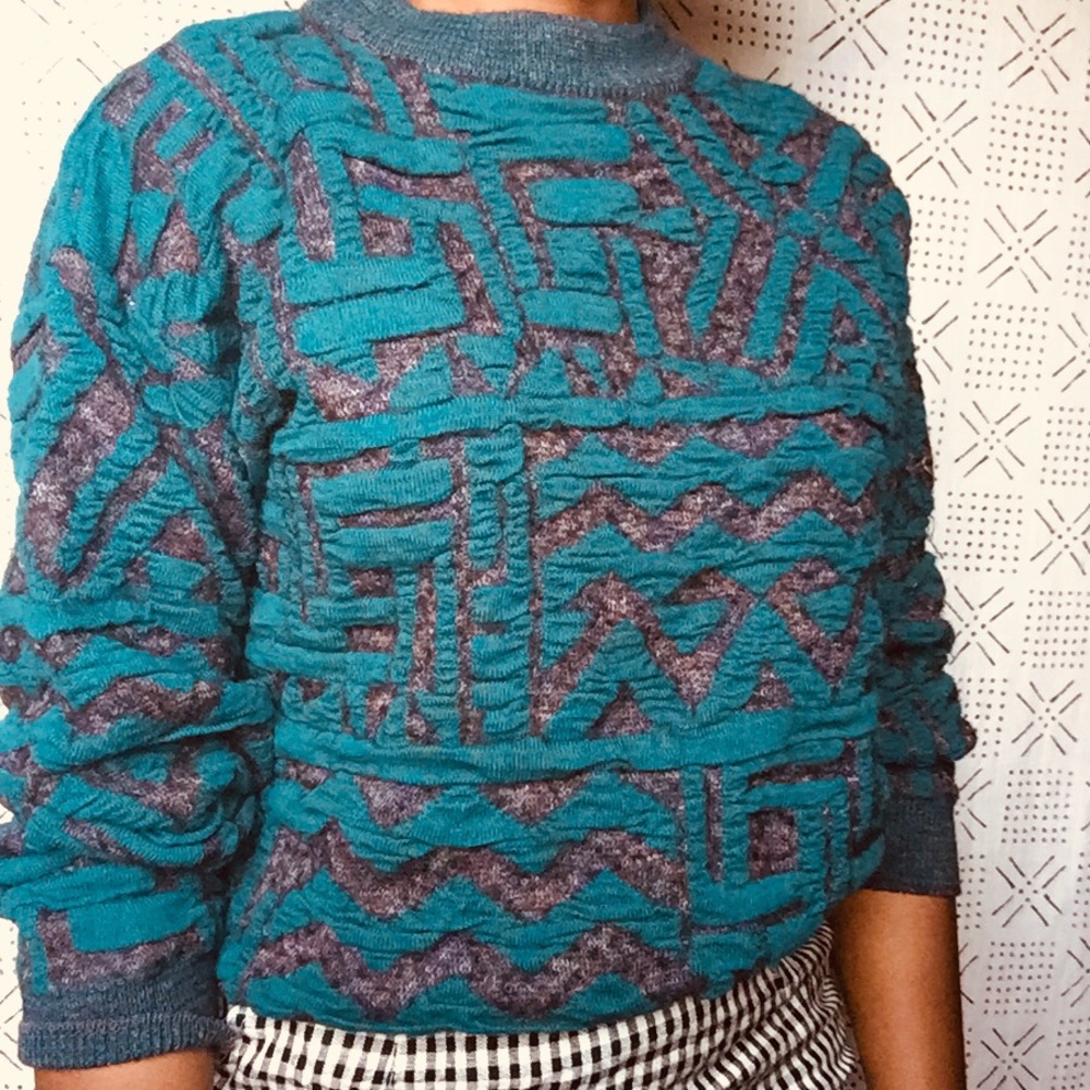 1990s Geo Print Knit 🧶 Sweater
